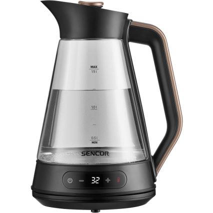 Sencor - Elektrinis virdulys su temperatūros reguliavimu 1,5 l 2150W/230V juodas/rožinio aukso