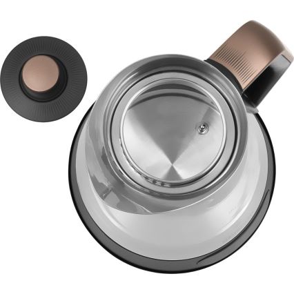 Sencor - Elektrinis virdulys su temperatūros reguliavimu 1,5 l 2150W/230V juodas/rožinio aukso