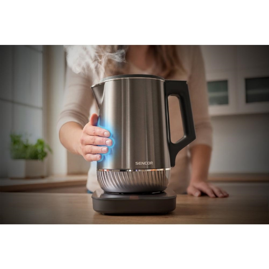 Sencor - Elektrinis virdulys su temperatūros reguliavimu 1,7 l 1800W/230V nerūdijančio plieno