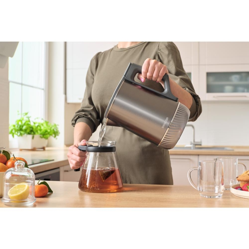 Sencor - Elektrinis virdulys su temperatūros reguliavimu 1,7 l 1800W/230V nerūdijančio plieno