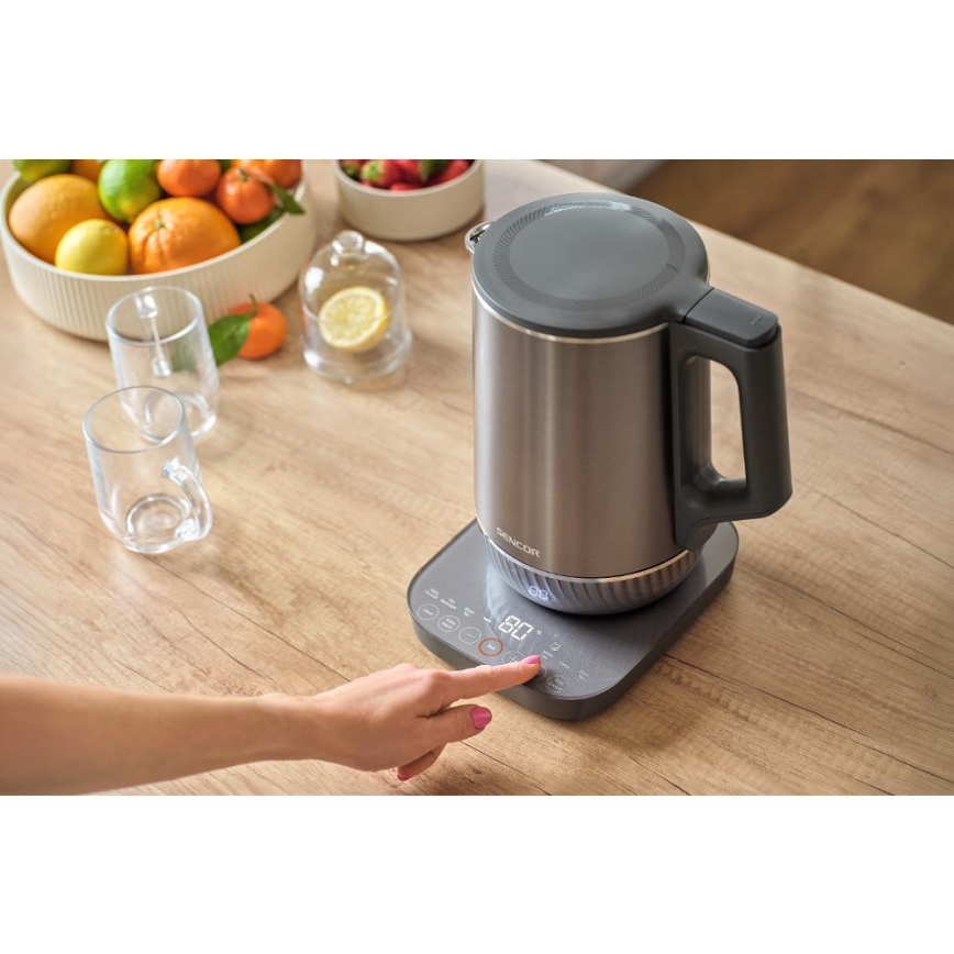 Sencor - Elektrinis virdulys su temperatūros reguliavimu 1,7 l 1800W/230V nerūdijančio plieno