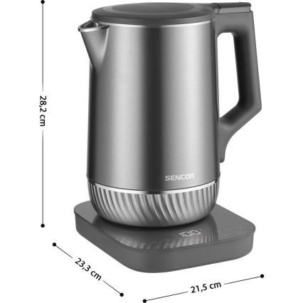 Sencor - Elektrinis virdulys su temperatūros reguliavimu 1,7 l 1800W/230V nerūdijančio plieno