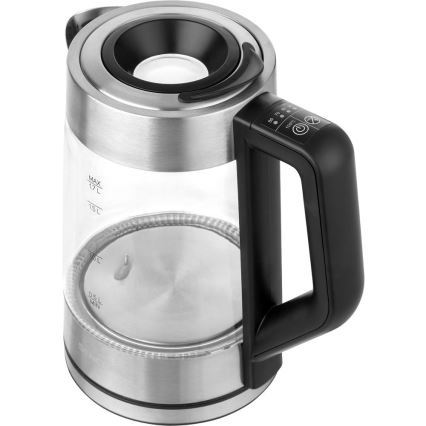 Sencor - Elektrinis virdulys su temperatūros reguliavimu 1,7 l 2200W/230V matinis chromas/juodas