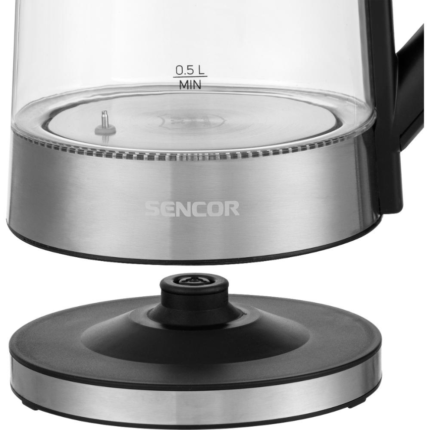 Sencor - Elektrinis virdulys su temperatūros reguliavimu 1,7 l 2200W/230V matinis chromas/juodas
