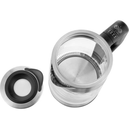 Sencor - Elektrinis virdulys su temperatūros reguliavimu 1,7 l 2200W/230V matinis chromas/juodas