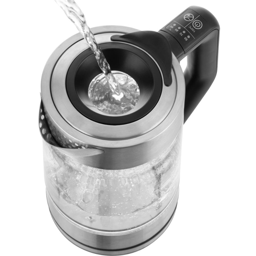 Sencor - Elektrinis virdulys su temperatūros reguliavimu 1,7 l 2200W/230V matinis chromas/juodas