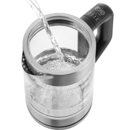 Sencor - Elektrinis virdulys su temperatūros reguliavimu 1,7 l 2200W/230V matinis chromas/juodas