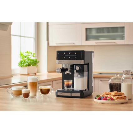 Sencor – espreso kavos aparatas su portafilteriu, 1350 W / 230 V, juodas / matinis chromas