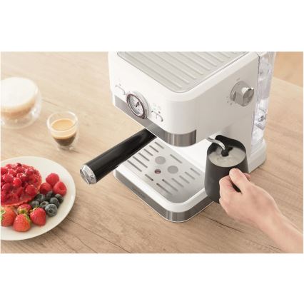 Sencor - Espreso kavos aparatas su svirtimi 1050W/230V baltas/matinis chromas