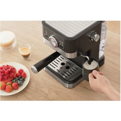 Sencor - Espreso kavos aparatas su svirtimi 1050W/230V juodas/matinis chromas