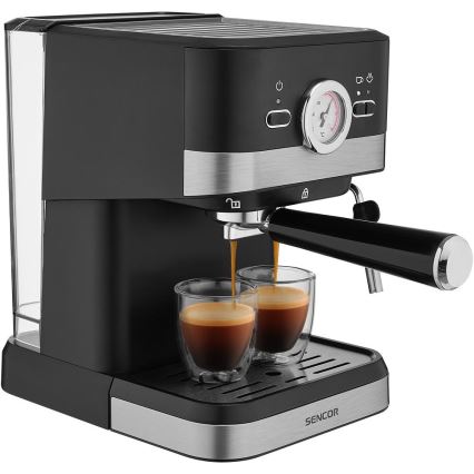 Sencor - Espreso kavos aparatas su svirtimi 1050W/230V juodas/matinis chromas