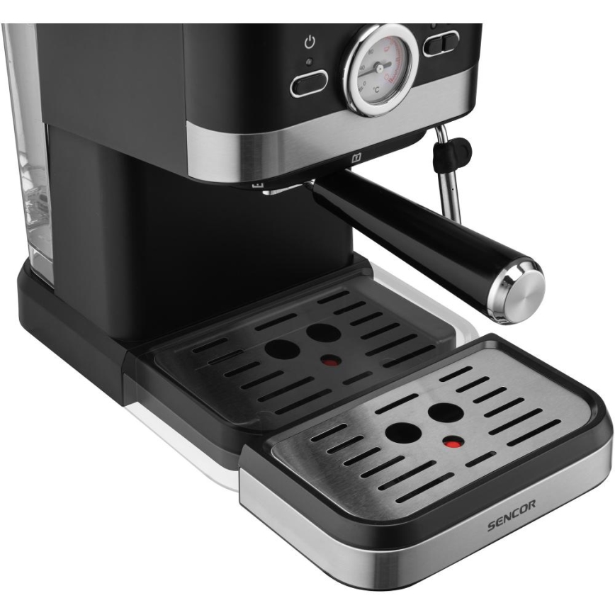 Sencor - Espreso kavos aparatas su svirtimi 1050W/230V juodas/matinis chromas