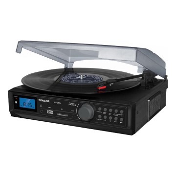 Sencor - Gramofonas su USB/SD/FM 8W/230V + nuotolinio valdymo pultas