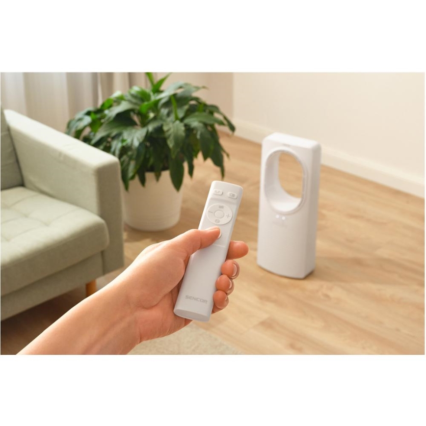 Sencor - Grindų ventiliatorius be menčių 50W/230V balta + nuotolinio valdymo pultas