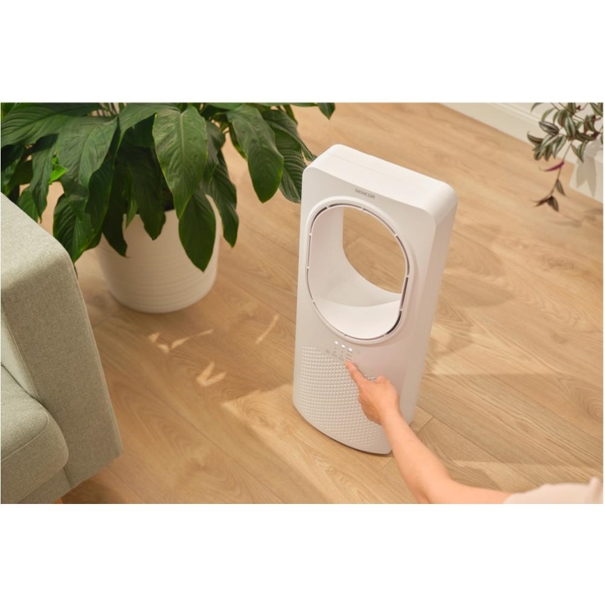 Sencor - Grindų ventiliatorius be menčių 50W/230V balta + nuotolinio valdymo pultas