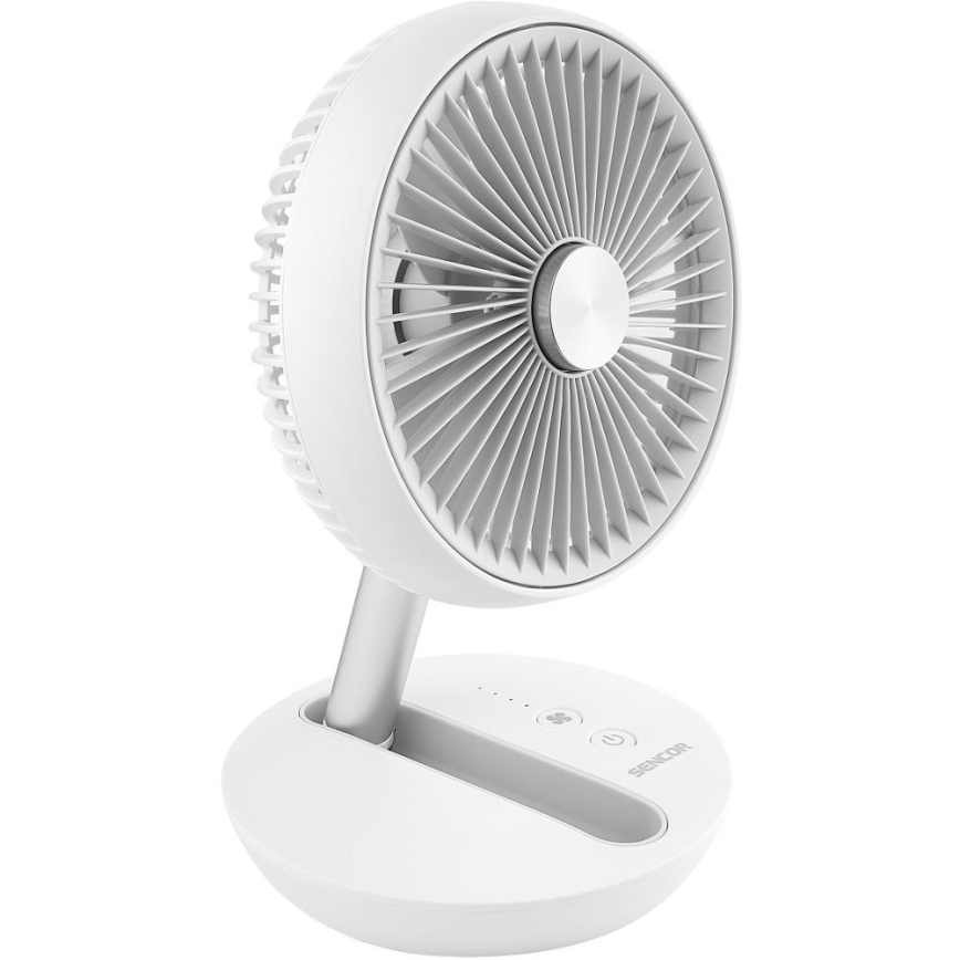 Sencor - Įkraunamas stalinis ventiliatorius 5W/5V 4000 mAh baltas