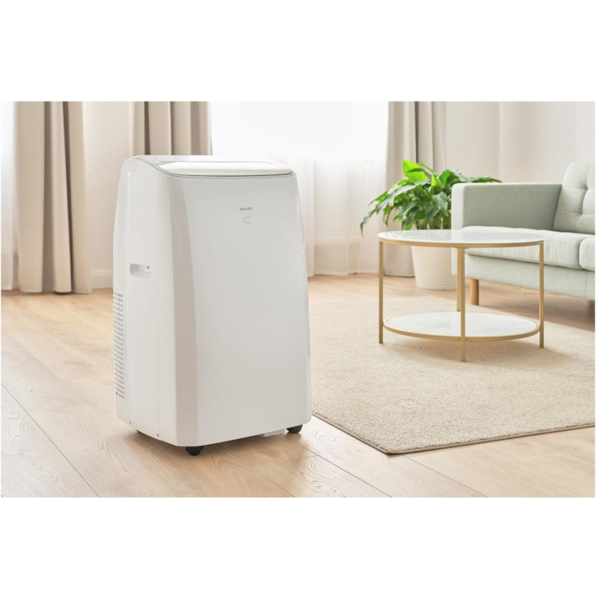Sencor - Išmanus mobilus oro kondicionierius 5 viename su pilnu priedų komplektu 733W/230V 9000 BTU Wi-Fi balta + nuotolinis valdymas