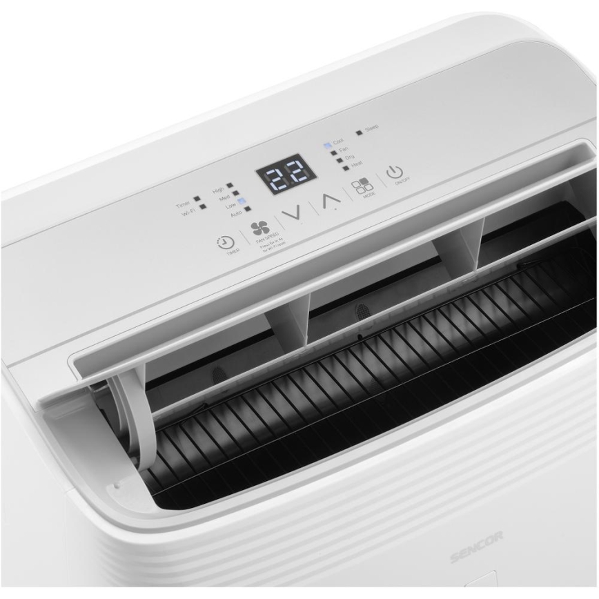 Sencor - Išmanus mobilus oro kondicionierius 5 viename su pilnu priedų komplektu 733W/230V 9000 BTU Wi-Fi balta + nuotolinis valdymas