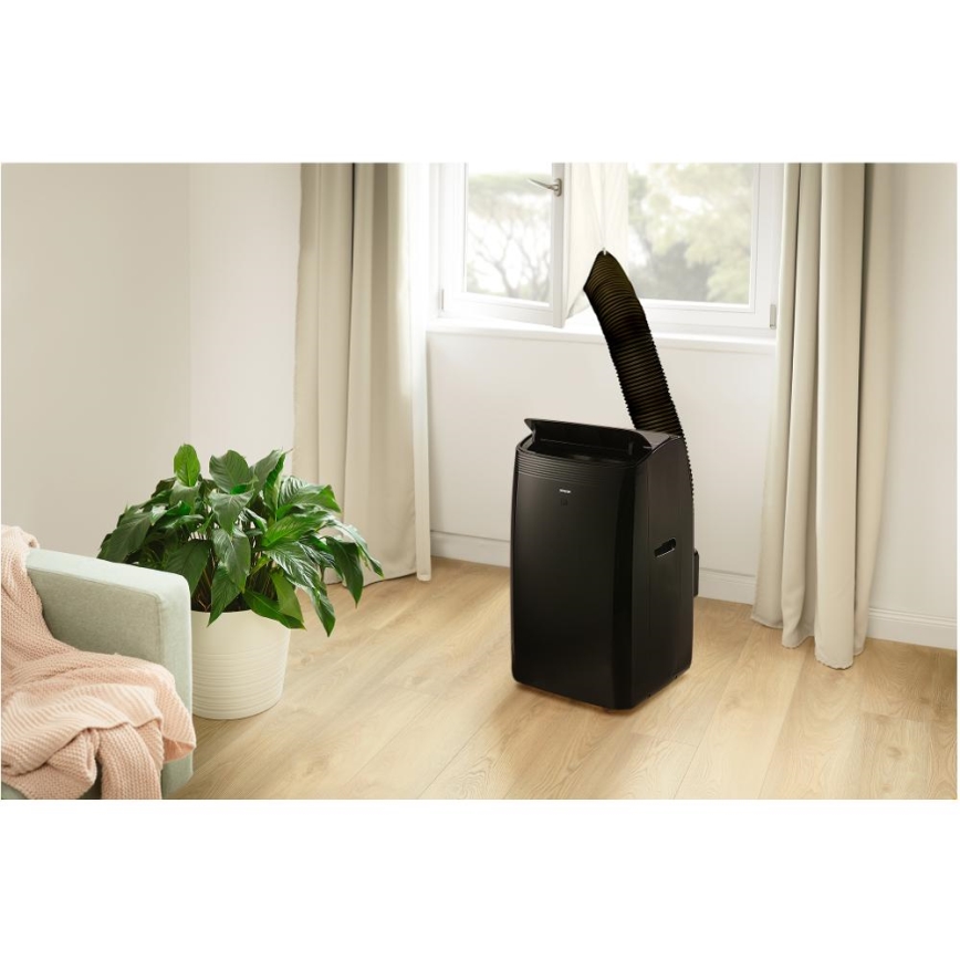 Sencor - Išmanusis mobilus oro kondicionierius 4in1 su pilnu priedų komplektu 900W/230V 9000 BTU Wi-Fi juodas + nuotolinio valdymo pultas