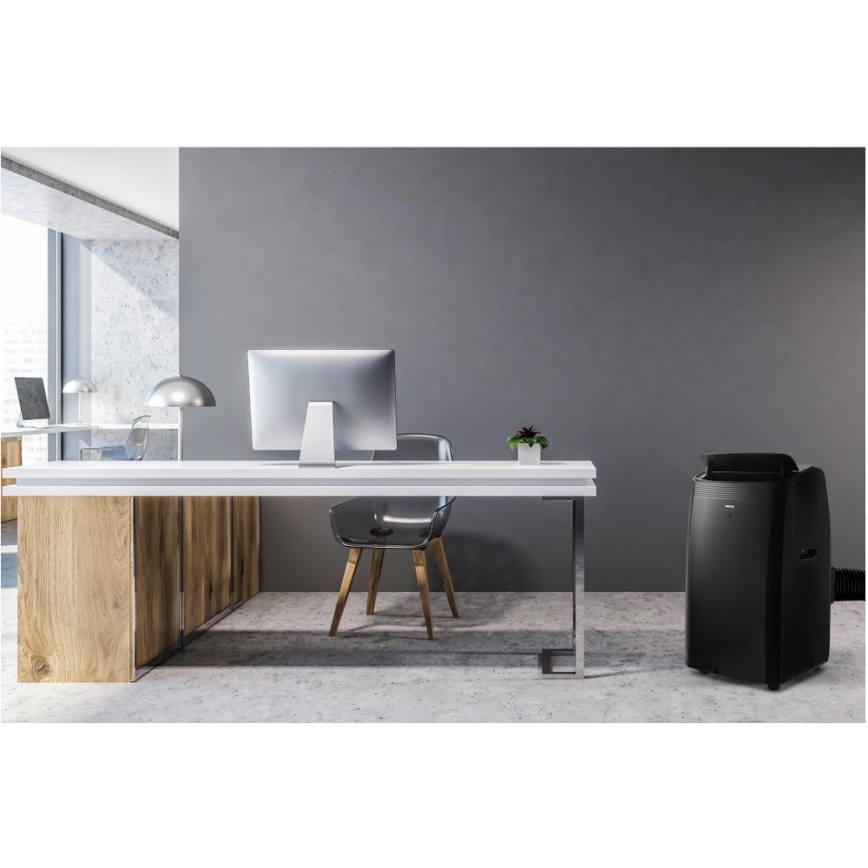 Sencor - Išmanusis mobilus oro kondicionierius 4in1 su pilnu priedų komplektu 900W/230V 9000 BTU Wi-Fi juodas + nuotolinio valdymo pultas