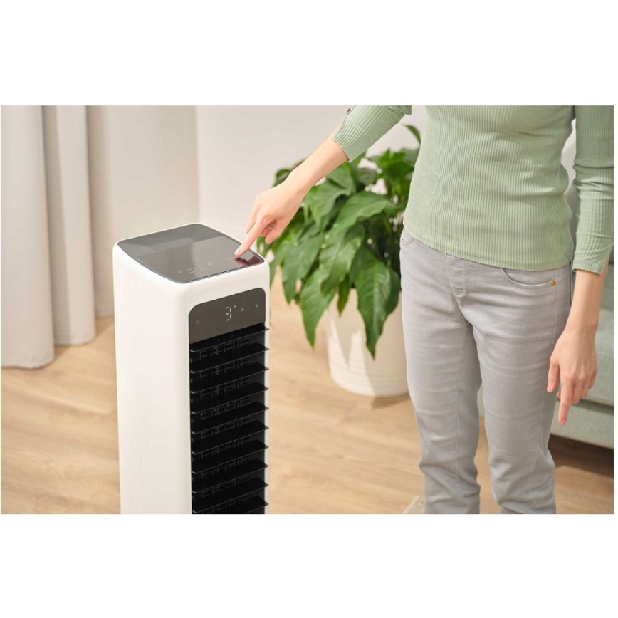 Sencor - Išmanus mobilus oro aušintuvas 60W/230V Wi-Fi balta + nuotolinio valdymo pultas