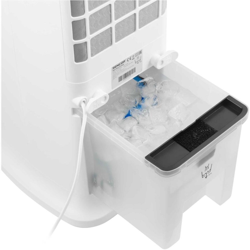 Sencor - Išmanus mobilus oro aušintuvas 60W/230V Wi-Fi balta + nuotolinio valdymo pultas