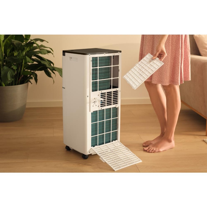 Sencor - Išmanus mobilus oro kondicionierius 3 viename su visais priedais 1020W/230V 10000 BTU Wi-Fi balta + nuotolinio valdymo pultas