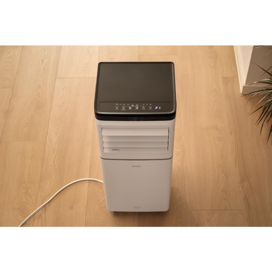 Sencor - Išmanus 3 viename mobilus oro kondicionierius, įskaitant visus priedus, 760 W/230 V, 7000 BTU, Wi‑Fi, balta + su nuotoliniu pulteliu