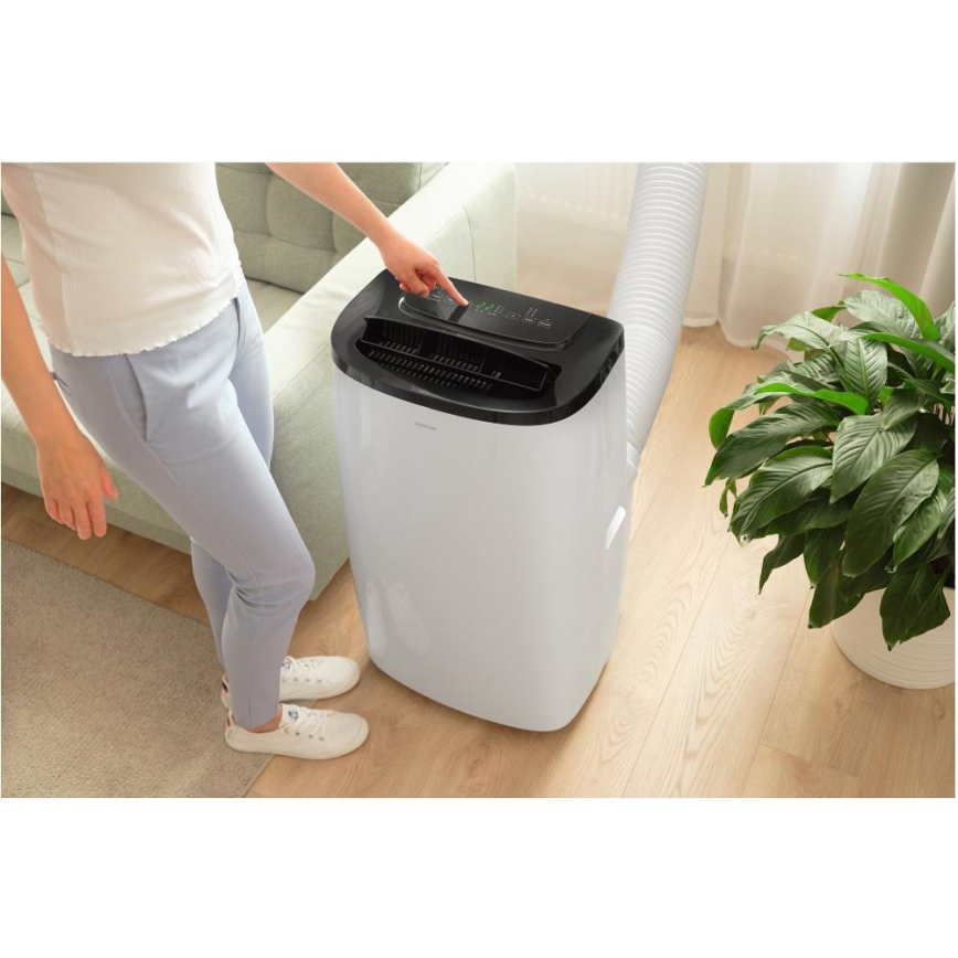 Sencor - išmanus nešiojamas oro kondicionierius 4 viename, įskaitant visą komplektaciją, 1700 W/230 V, 12000 BTU, Wi‑Fi, baltas + nuotolinis valdymo pultas