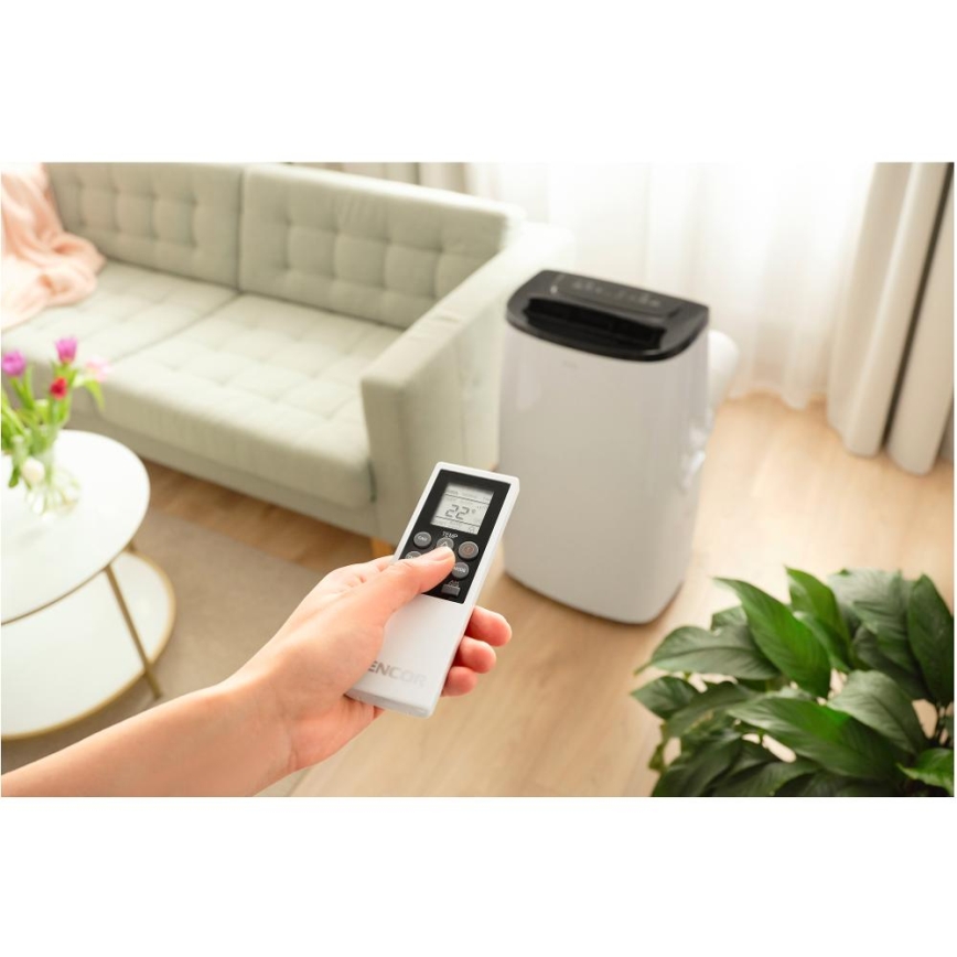 Sencor - išmanus nešiojamas oro kondicionierius 4 viename, įskaitant visą komplektaciją, 1700 W/230 V, 12000 BTU, Wi‑Fi, baltas + nuotolinis valdymo pultas