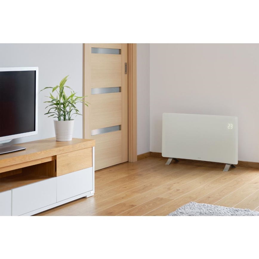 Sencor - Išmanusis elektrinis šildytuvas/konvektorius 1200/2400 W, 230 V, IP24, Wi‑Fi, balta