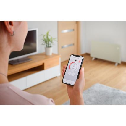 Sencor - Išmanusis elektrinis šildytuvas/konvektorius 1200/2400 W, 230 V, IP24, Wi‑Fi, balta