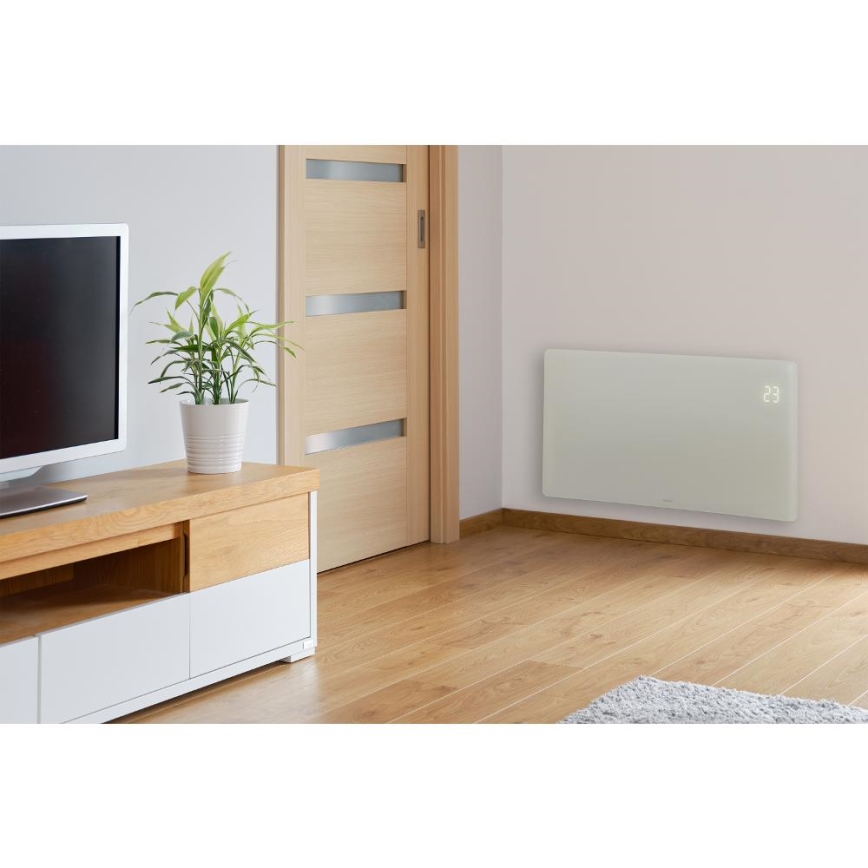 Sencor - Išmanusis elektrinis šildytuvas/konvektorius 1200/2400 W, 230 V, IP24, Wi‑Fi, balta