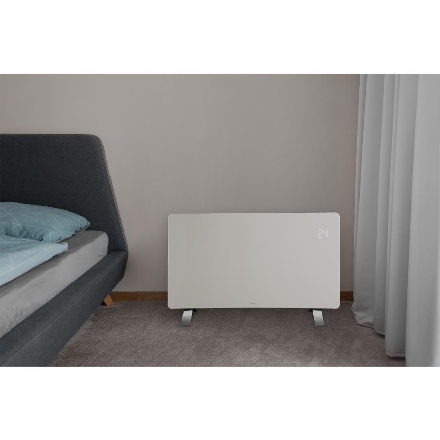 Sencor - Išmanusis elektrinis šildytuvas/konvektorius 1200/2400 W, 230 V, IP24, Wi‑Fi, balta