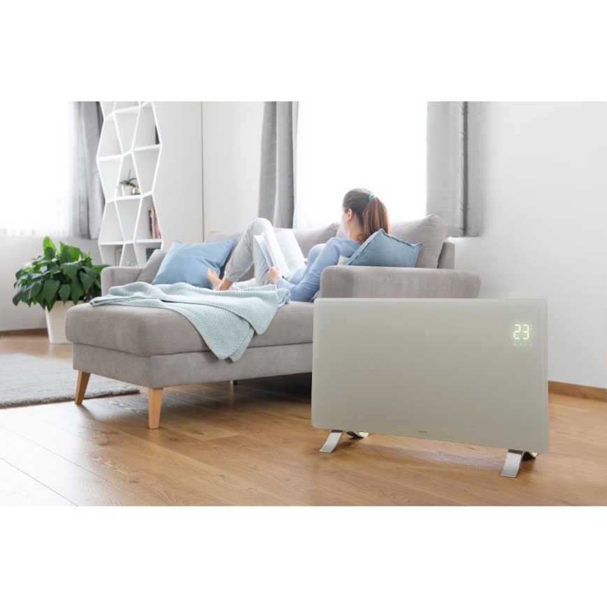 Sencor - Išmanusis elektrinis šildytuvas/konvektorius 1200/2400 W, 230 V, IP24, Wi‑Fi, balta