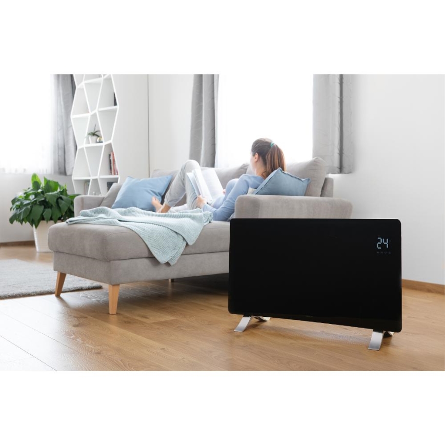Sencor - Išmanusis elektrinis tiesioginis šildytuvas/konvektorius 1200/2400W/230V IP24 Wi-Fi juodas