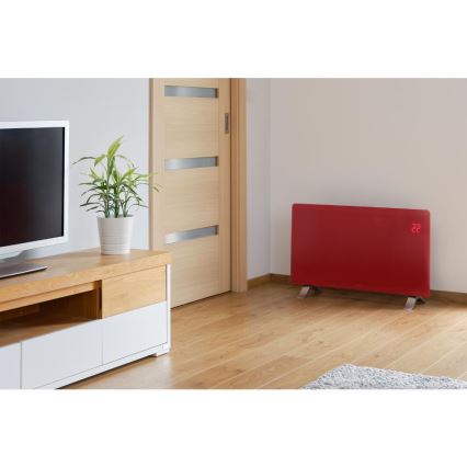 Sencor - Išmanusis elektrinis tiesioginis šildytuvas/konvektorius 1200/2400W/230V IP24 Wi-Fi raudonas