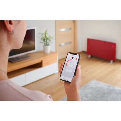Sencor - Išmanusis elektrinis tiesioginis šildytuvas/konvektorius 1200/2400W/230V IP24 Wi-Fi raudonas
