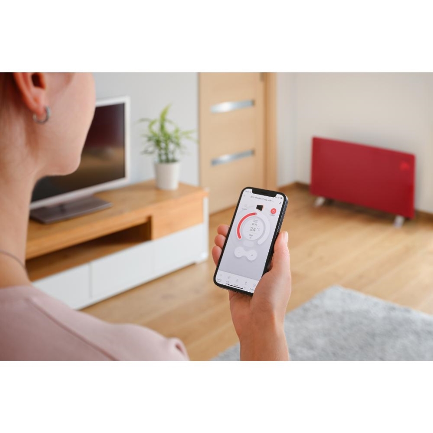 Sencor - Išmanusis elektrinis tiesioginis šildytuvas/konvektorius 1200/2400W/230V IP24 Wi-Fi raudonas
