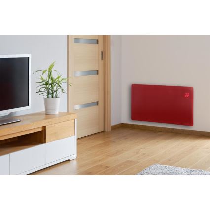 Sencor - Išmanusis elektrinis tiesioginis šildytuvas/konvektorius 1200/2400W/230V IP24 Wi-Fi raudonas