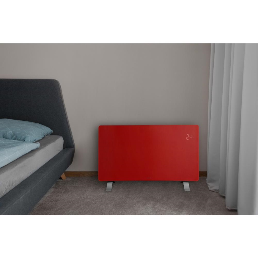 Sencor - Išmanusis elektrinis tiesioginis šildytuvas/konvektorius 1200/2400W/230V IP24 Wi-Fi raudonas