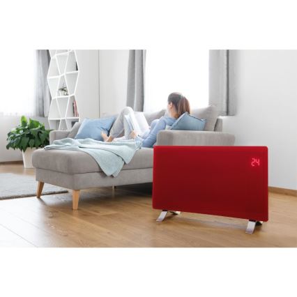Sencor - Išmanusis elektrinis tiesioginis šildytuvas/konvektorius 1200/2400W/230V IP24 Wi-Fi raudonas