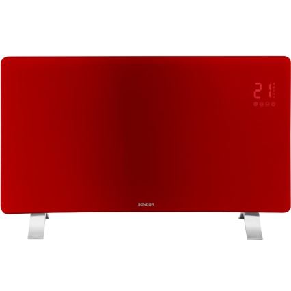 Sencor - Išmanusis elektrinis tiesioginis šildytuvas/konvektorius 1200/2400W/230V IP24 Wi-Fi raudonas