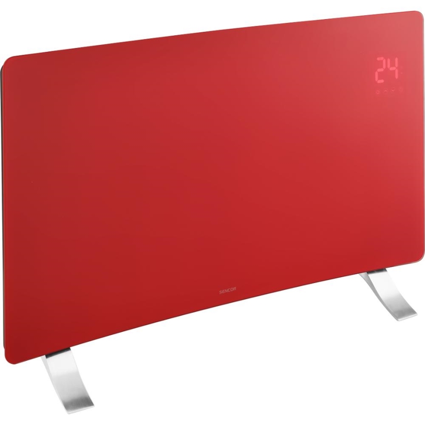 Sencor - Išmanusis elektrinis tiesioginis šildytuvas/konvektorius 1200/2400W/230V IP24 Wi-Fi raudonas