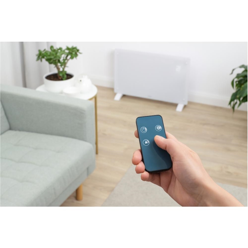 Sencor - Išmanusis elektrinis tiesioginis šildytuvas/konvektorius 2000W/230V IP24 Wi-Fi balta + nuotolinio valdymo pultas