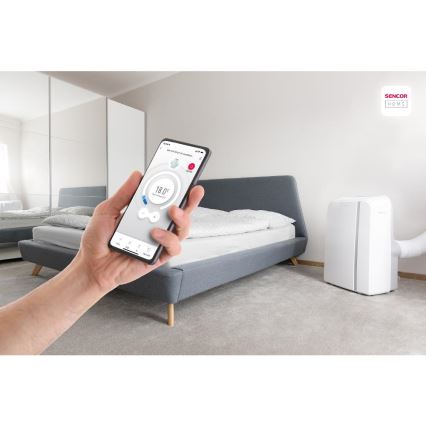 Sencor - Išmanusis mobilus oro kondicionierius 3in1 su visais priedais 1450W/230V 12000 BTU Wi-Fi balta + nuotolinio valdymo pultas