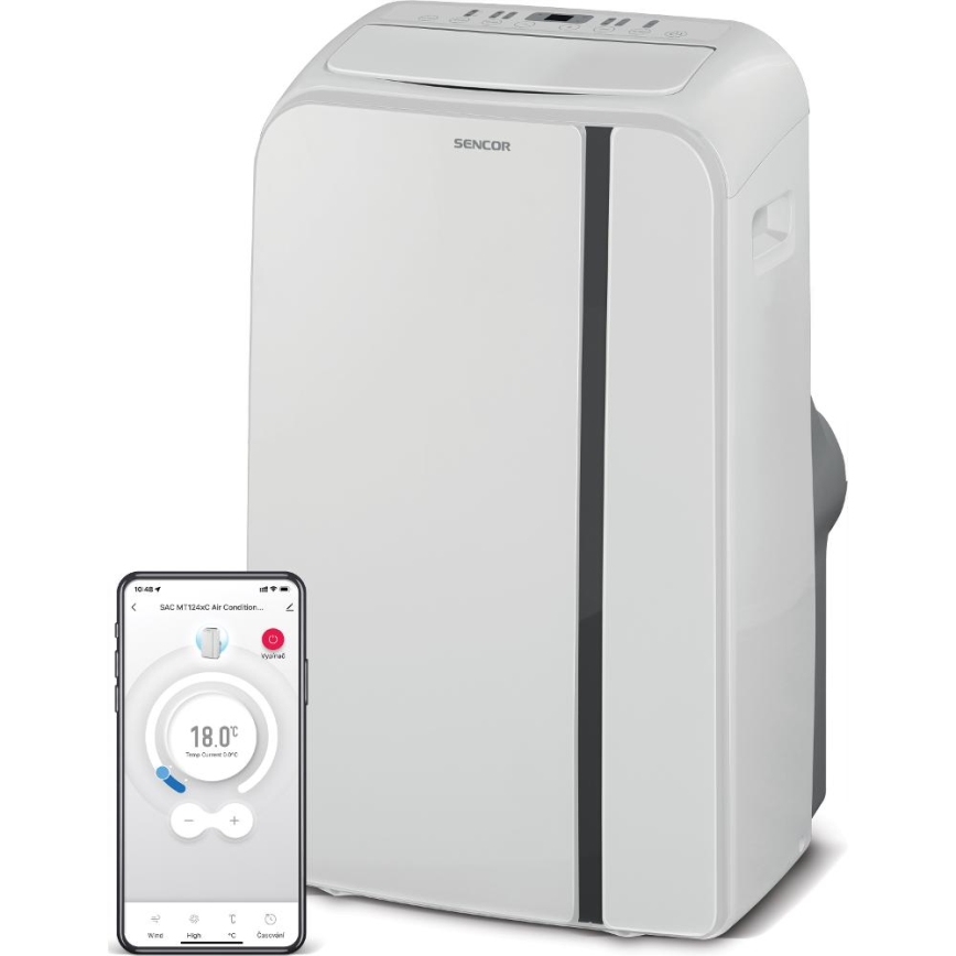 Sencor - Išmanusis mobilus oro kondicionierius 3in1 su visais priedais 1450W/230V 12000 BTU Wi-Fi balta + nuotolinio valdymo pultas