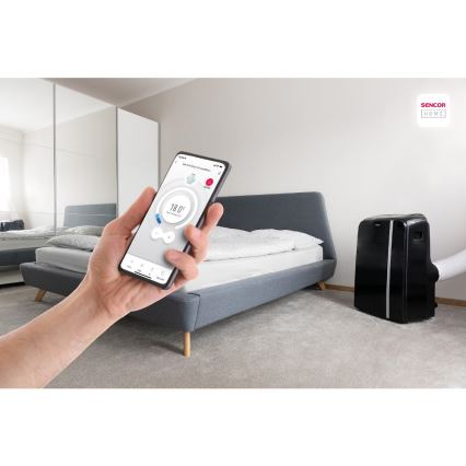 Sencor - Išmanusis mobilus oro kondicionierius 3in1 su visais priedais 1450W/230V 12000 BTU Wi-Fi juoda + nuotolinio valdymo pultas
