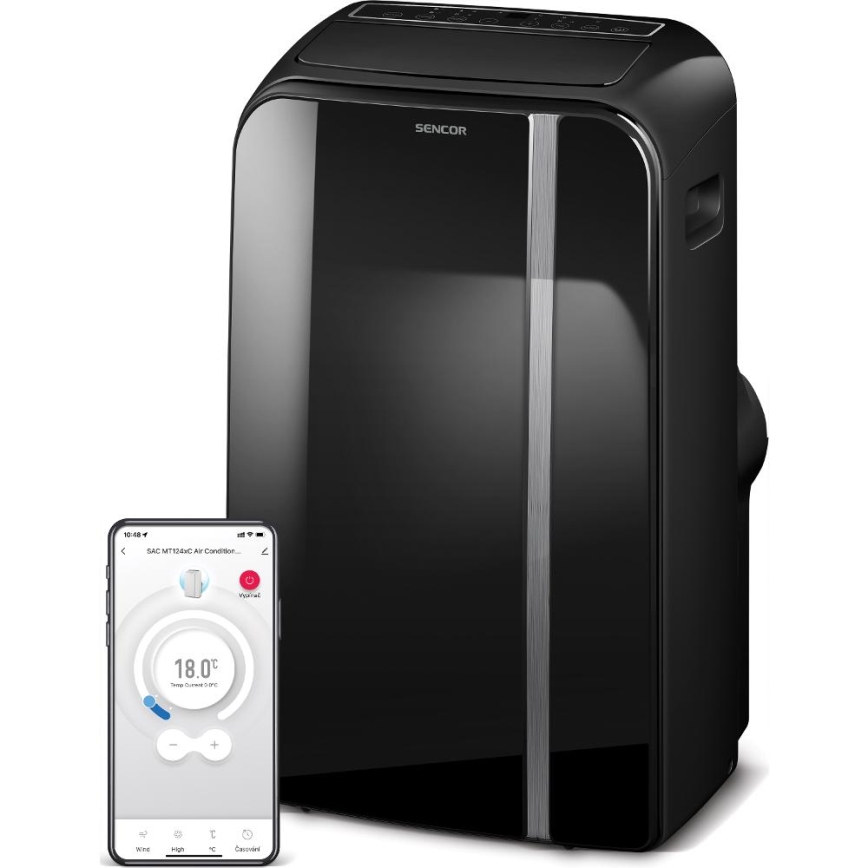 Sencor - Išmanusis mobilus oro kondicionierius 3in1 su visais priedais 1450W/230V 12000 BTU Wi-Fi juoda + nuotolinio valdymo pultas