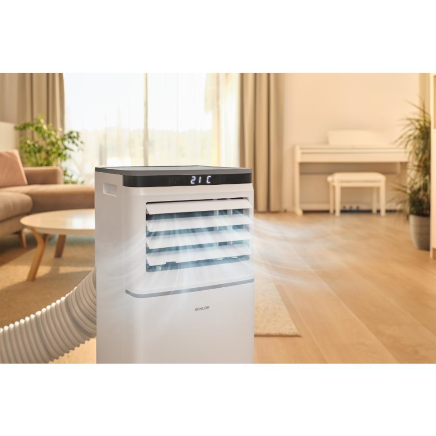 Sencor - Išmanus mobilus oro kondicionierius 3 viename su pilnu priedų komplektu 815W/230V 8000 BTU Wi-Fi baltas + nuotolinis valdymas